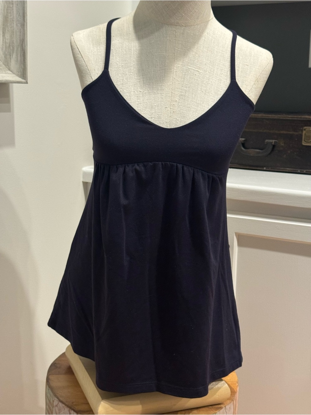 Susana Monaco Navy Spaghetti Strap V-Neck Tank